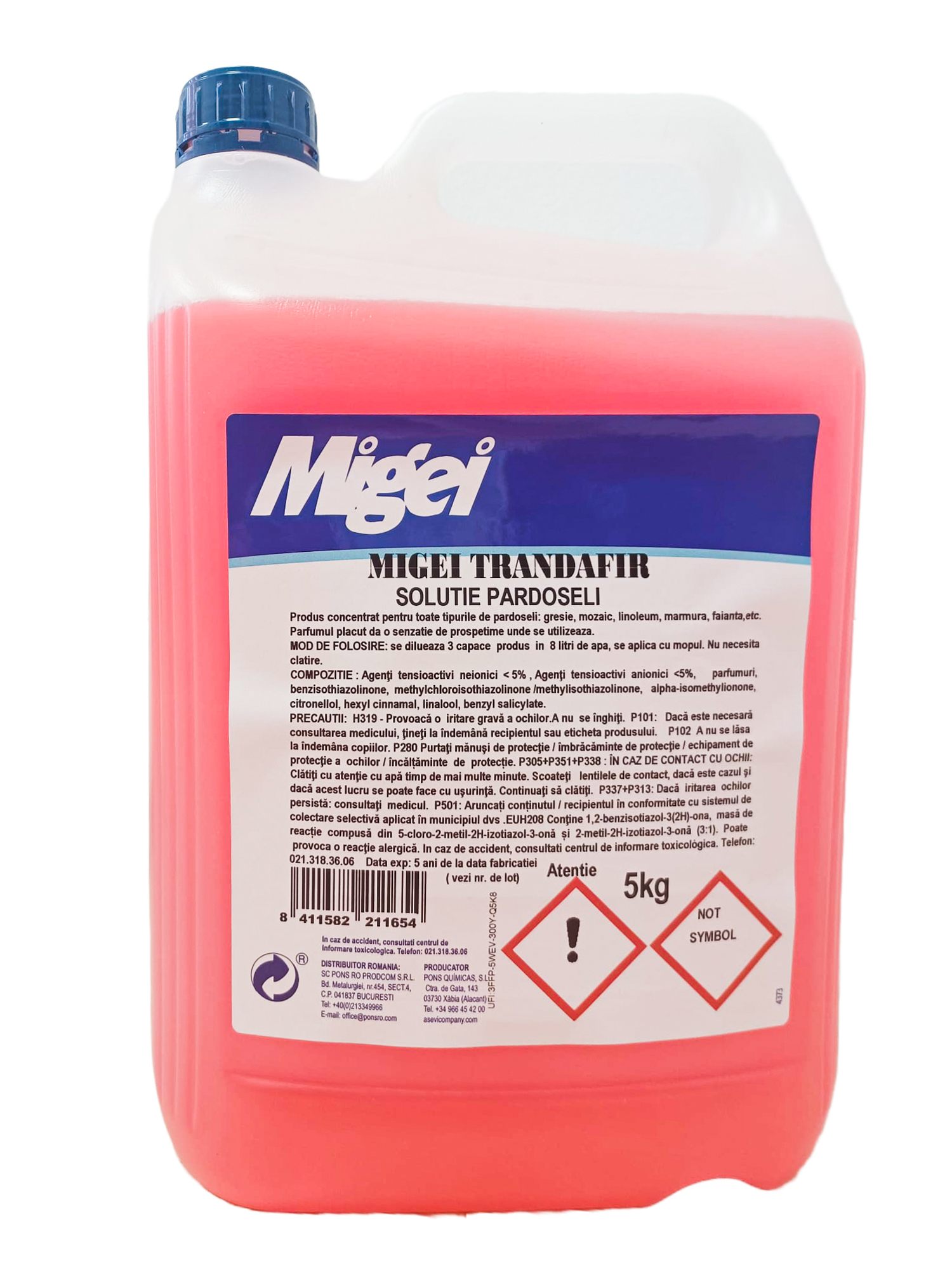 MIGEI Manual -detergent universal pentru pardoseala cu parfum de trandafir Asevi 5L